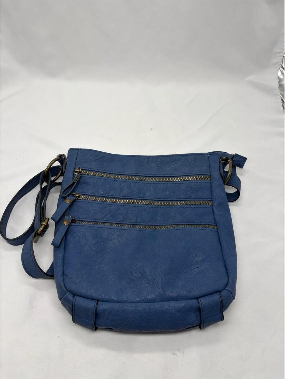 Bueno Blue Crossbody Bag Pebbled Faux Leather Large